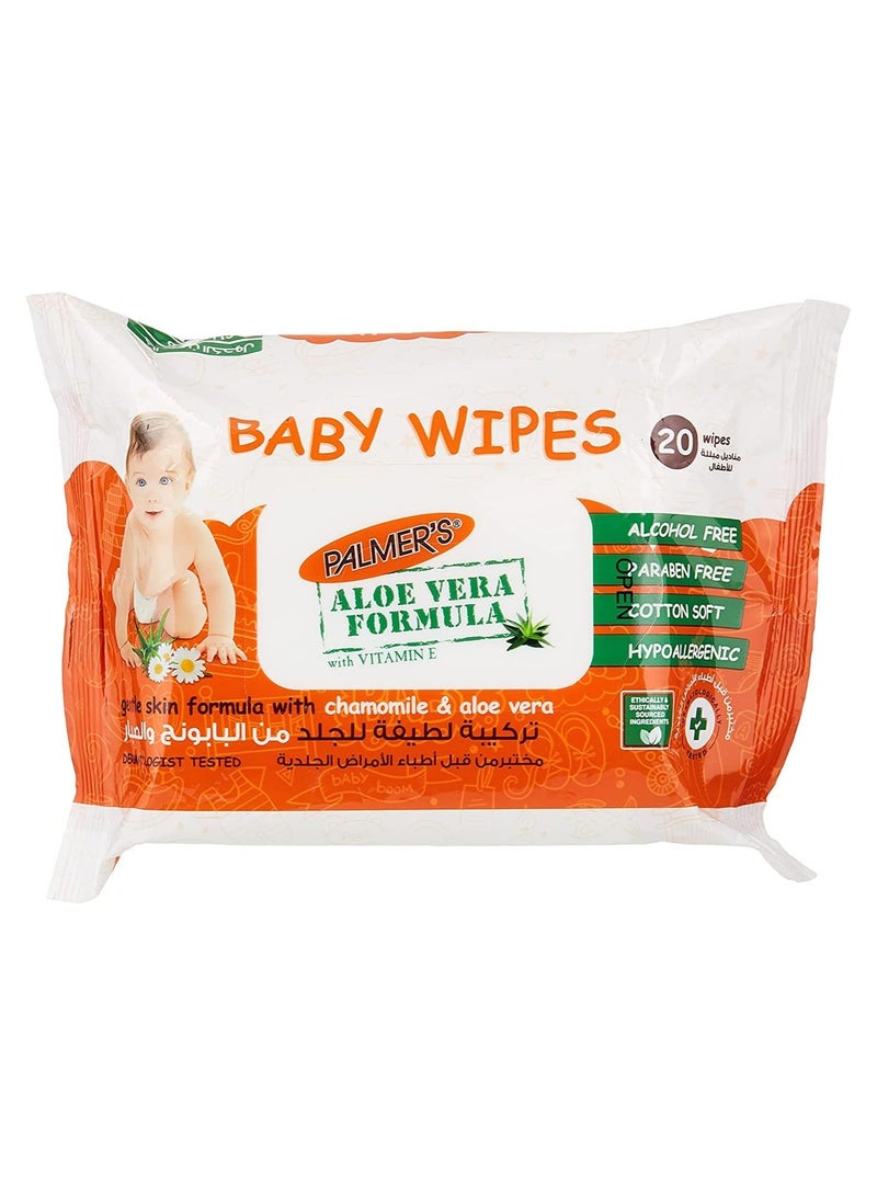 PALMER'S Cotton Soft Aloe Vera Formula Baby 20 Wipes
